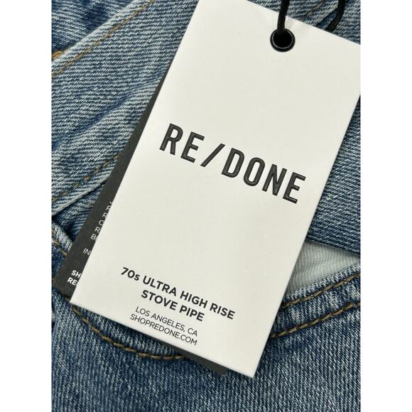 RE/DONE 70's Low Rise Bell Bottom Jeans Lake Blue Fade Y2K Hippie Sz 31 NWT - Picture 5 of 14